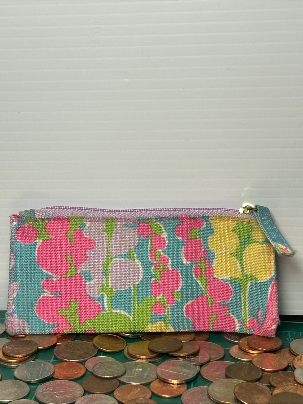 Estee Lauder Floral Pattern Zip Cosmetic Pouch in Pink, Blue, Green, Yellow